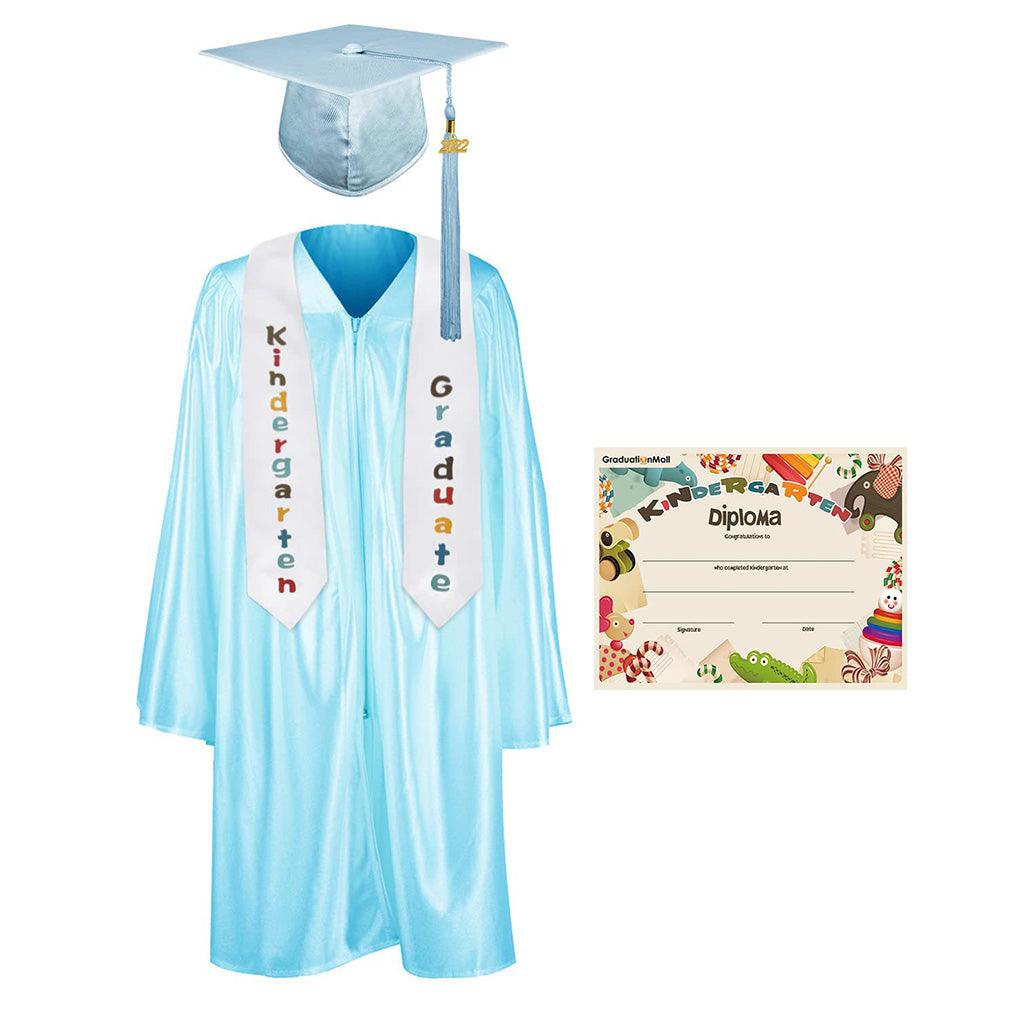 2025 Children's Graduation Gown and Cap Uniform Set with Shawl & Award - Graduation Cap&Gown
