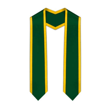 Hunter Green Pointed Graduation Stole with Gold Trim - Graduation Cap&Gown