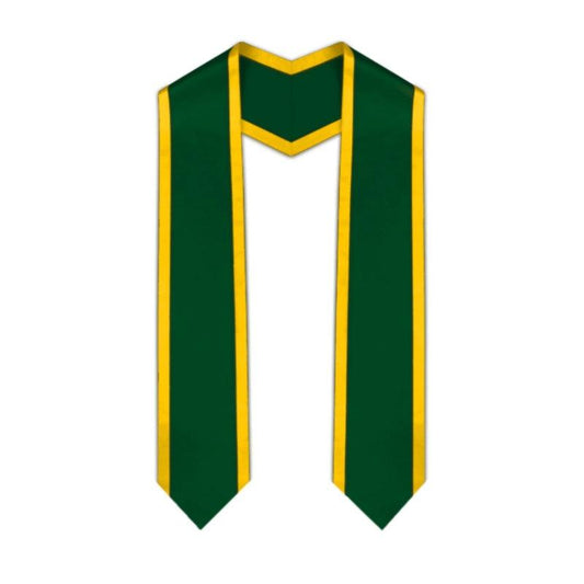 Hunter Green Pointed Graduation Stole with Gold Trim - Graduation Cap&Gown