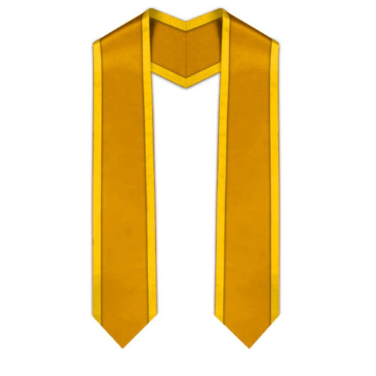 Antique Gold Pointed Graduation Stole with Gold Trim - Graduation Cap&Gown