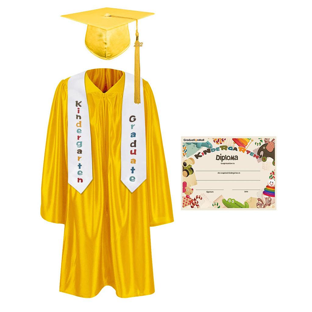 2025 Children's Graduation Gown and Cap Uniform Set with Shawl & Award - Graduation Cap&Gown