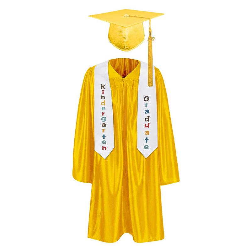 12 Colors shiny Kindergarten/Preschool Graduation Set – Gown, Cap, Stole, Tassel - Graduation Cap&Gown