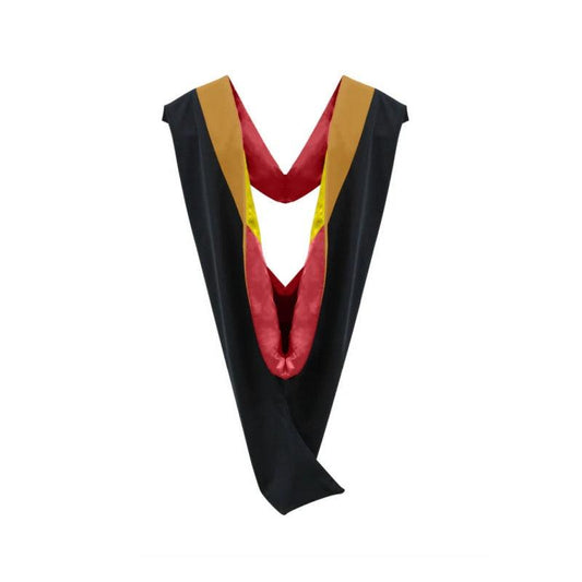 Deluxe Bachelors/Masters Hood - Drab Velvet, Red & Golden Yellow - Graduation Cap&Gown