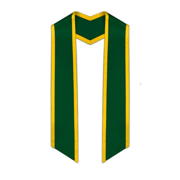 Hunter Green Slanted Graduation Stole with Gold Trim - Graduation Cap&Gown