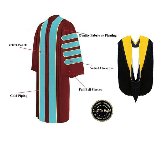 Custom Doctoral Graduation Gown and Hood Package - Doctorate Regalia - Graduation Cap&Gown
