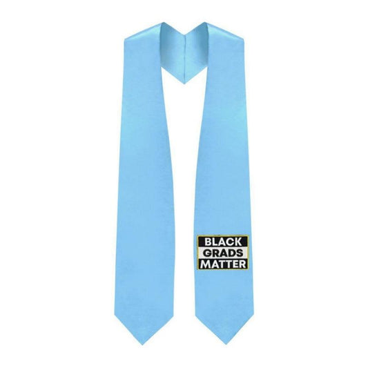 Light Blue BLACK GRADS MATTER Graduation Stole - Graduation Cap&Gown