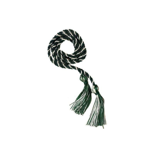 Hunter Green and White Intertwined Honor Cord - Graduation Cap&Gown