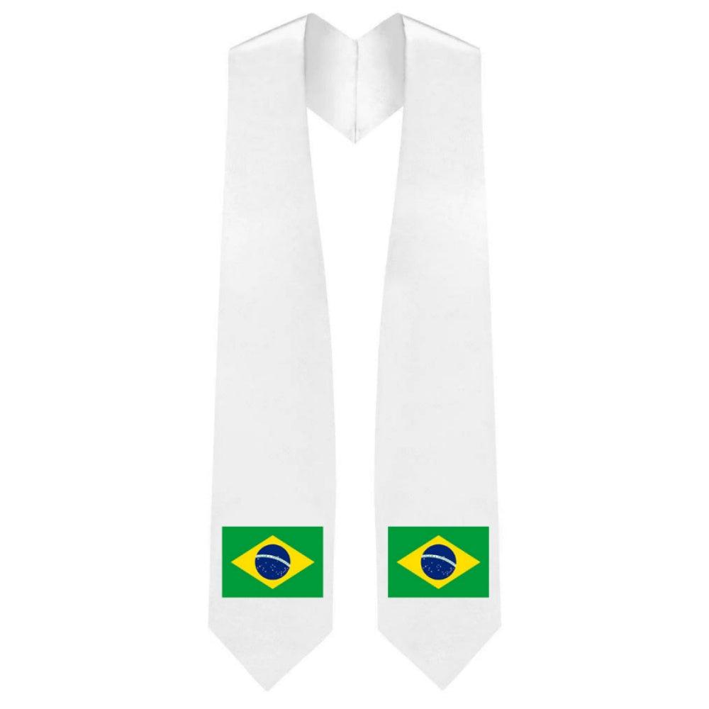 Brazil Embroidered Patch Stole - Brazilian Flag Patch Sash - Graduation Cap&Gown