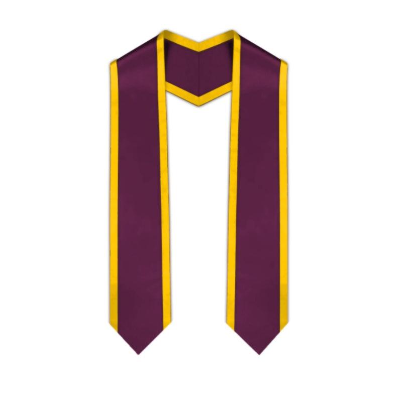 Maroon Pointed Graduation Stole with Gold Trim - Graduation Cap&Gown