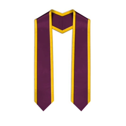 Maroon Pointed Graduation Stole with Gold Trim - Graduation Cap&Gown