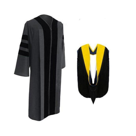 Classic Doctoral Gown & Hood Package - Graduation Cap&Gown