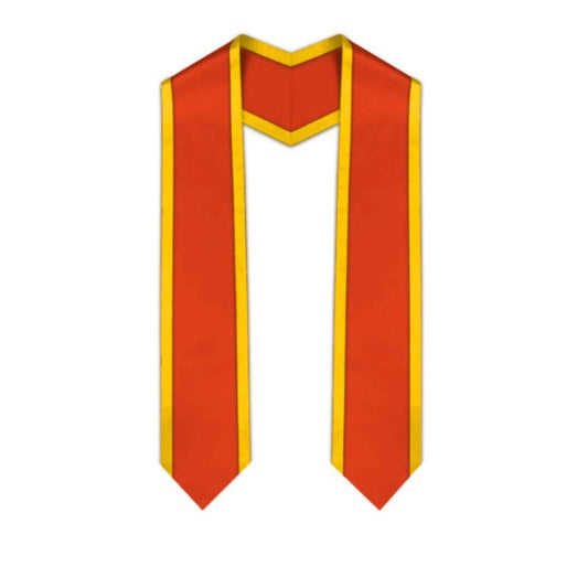 Orange Pointed Graduation Stole with Gold Trim - Graduation Cap&Gown