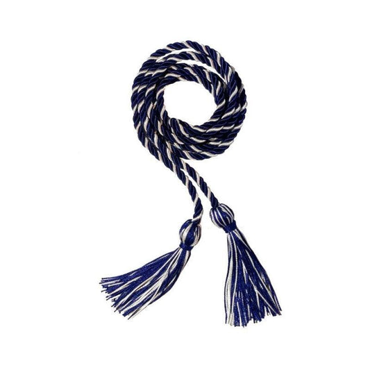 Navy Blue and White Intertwined Elementary Honor Cord - Graduation Cap&Gown