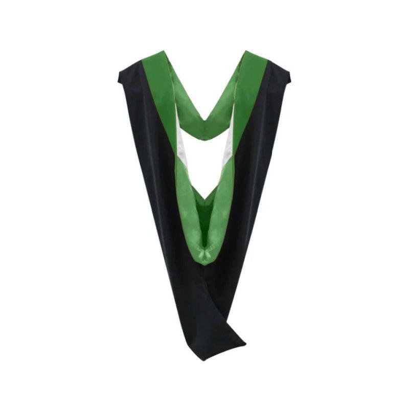 Deluxe Bachelors/Masters Hood - Kelly Green Velvet, Kelly Green & White - Graduation Cap&Gown