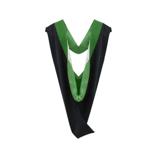 Deluxe Bachelors/Masters Hood - Kelly Green Velvet, Kelly Green & White - Graduation Cap&Gown