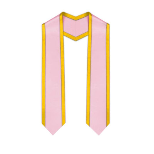 Pink Pointed Graduation Stole with Gold Trim - Graduation Cap&Gown