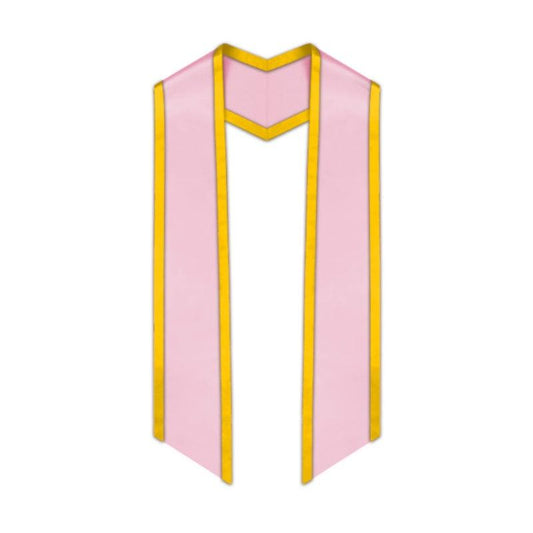 Pink Slanted Graduation Stole with Gold Trim - Graduation Cap&Gown