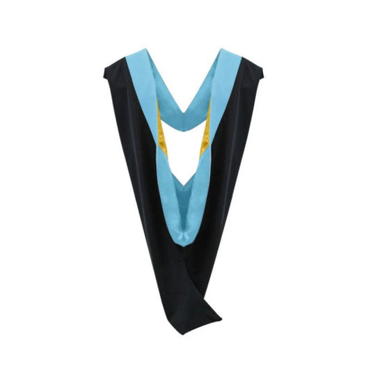 Deluxe Bachelors/Masters Hood - Light Blue Velvet, Light Blue & Golden Yellow - Graduation Cap&Gown