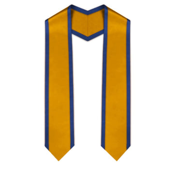 Antique Gold Pointed Graduation Stole with Royal Blue Trim - Graduation Cap&Gown