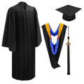 10 Deluxe Black Bachelors Graduation Cap, Gown & Hood Package - Graduation Cap&Gown