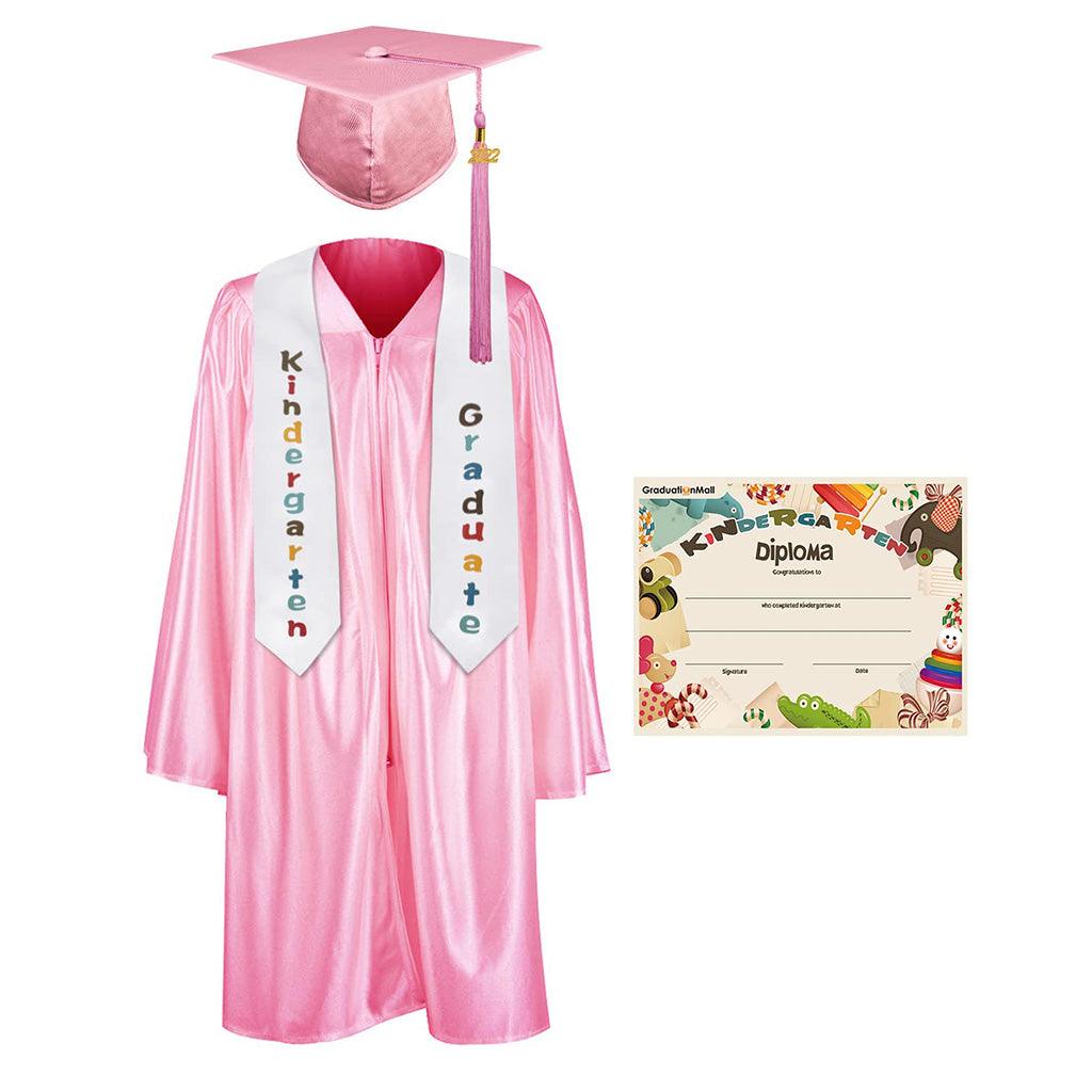 2025 Children's Graduation Gown and Cap Uniform Set with Shawl & Award - Graduation Cap&Gown