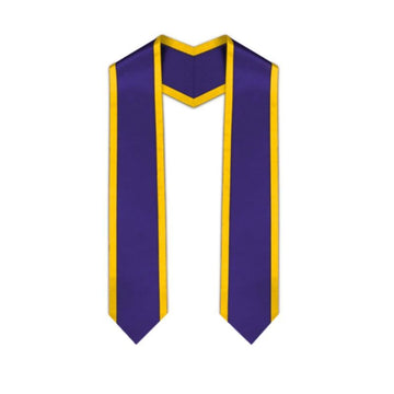 Purple Pointed Graduation Stole with Gold Trim - Graduation Cap&Gown