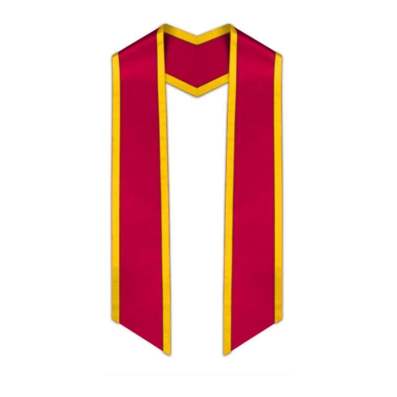 Red Slanted Graduation Stole with Gold Trim - Graduation Cap&Gown