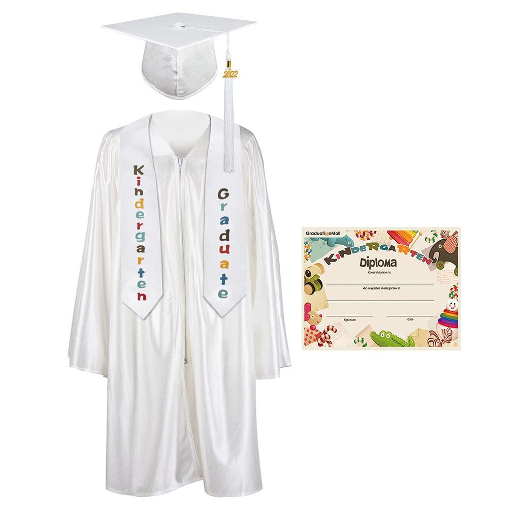 2025 Children's Graduation Gown and Cap Uniform Set with Shawl & Award - Graduation Cap&Gown