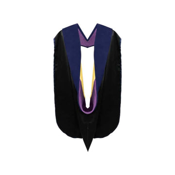 PhD Doctor Hood Dark Blue Velvet - Purple & Golden Yellow - Graduation Cap&Gown