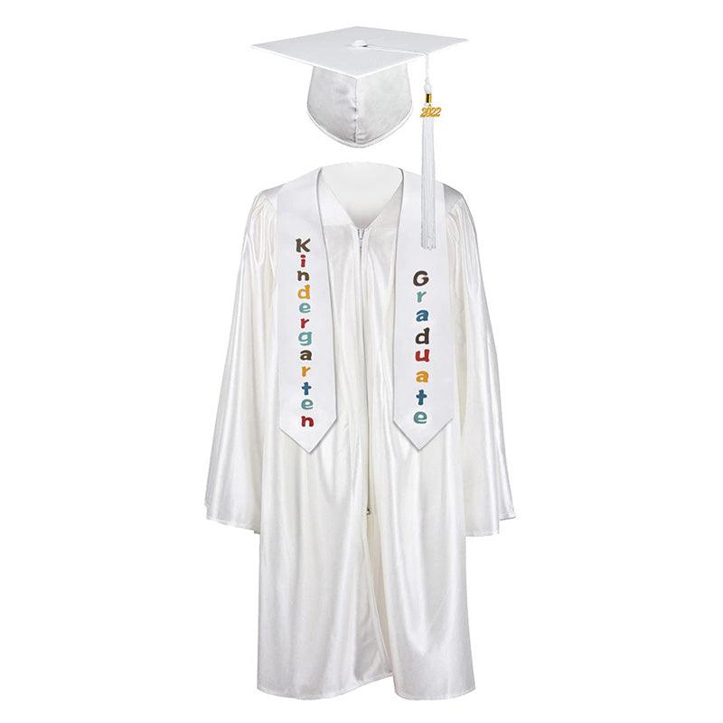 12 Colors shiny Kindergarten/Preschool Graduation Set – Gown, Cap, Stole, Tassel - Graduation Cap&Gown