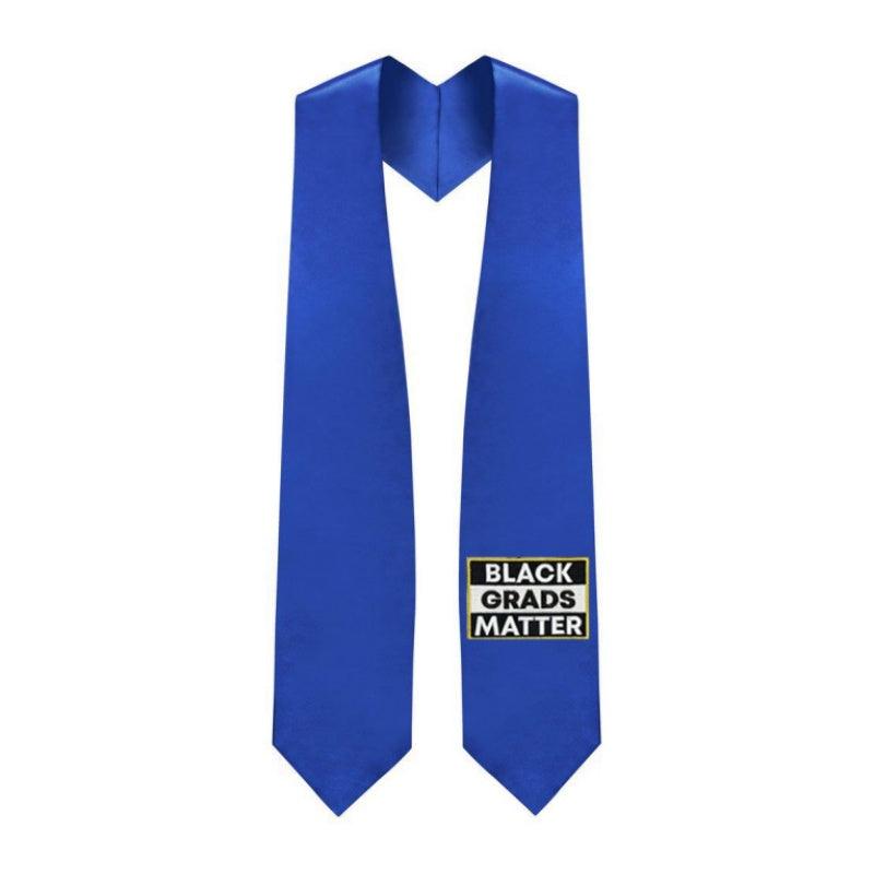 Royal Blue BLACK GRADS MATTER Graduation Stole - Graduation Cap&Gown