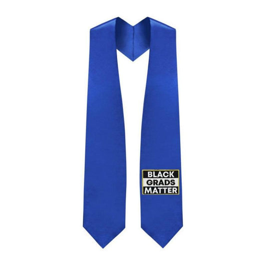 Royal Blue BLACK GRADS MATTER Graduation Stole - Graduation Cap&Gown