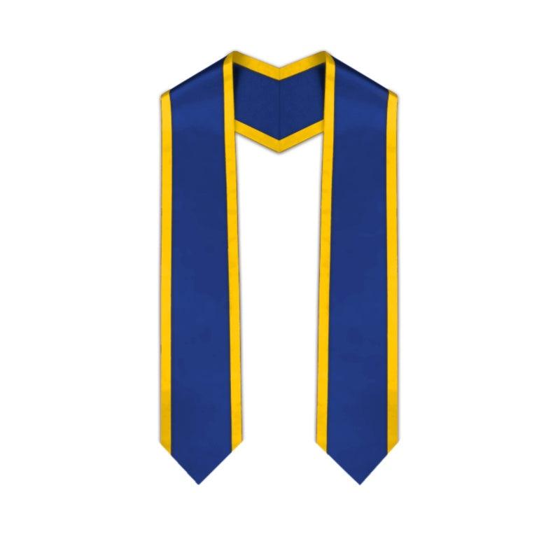 Royal Blue Pointed Graduation Stole with Gold Trim - Graduation Cap&Gown
