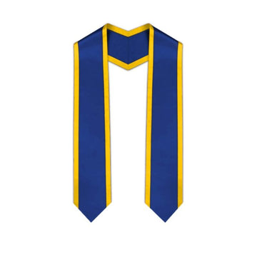 Royal Blue Pointed Graduation Stole with Gold Trim - Graduation Cap&Gown
