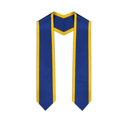Royal Blue Pointed Graduation Stole with Gold Trim - Graduation Cap&Gown