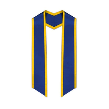 Royal Blue Slanted Graduation Stole with Gold Trim - Graduation Cap&Gown