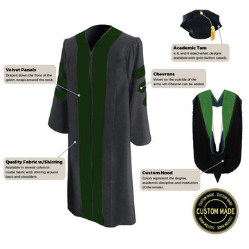 Custom Classic Doctoral Gown, Tam and Hood Package - Graduation Cap&Gown