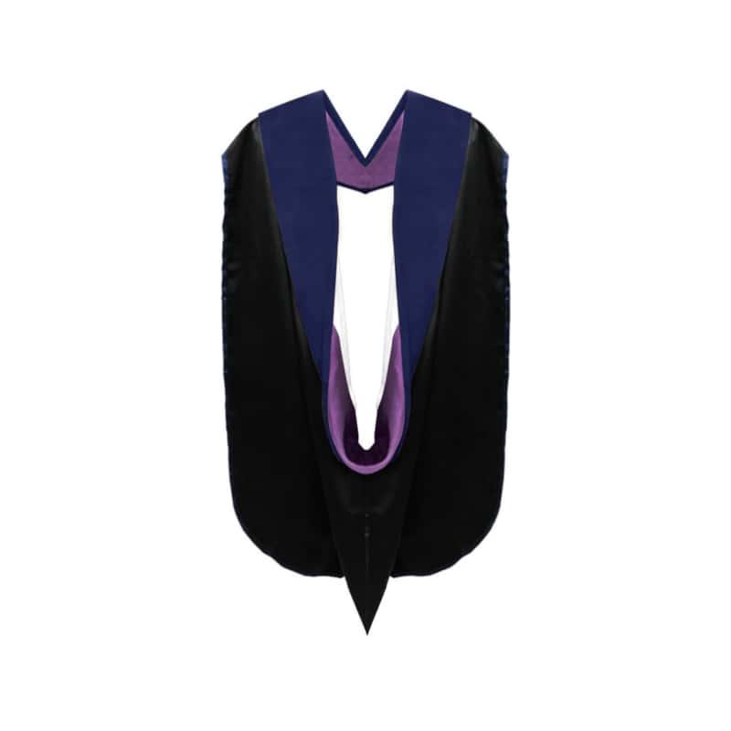 PhD Doctor Hood Dark Blue Velvet - Purple & White - Graduation Cap&Gown
