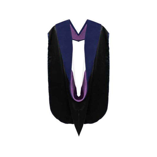PhD Doctor Hood Dark Blue Velvet - Purple & White - Graduation Cap&Gown