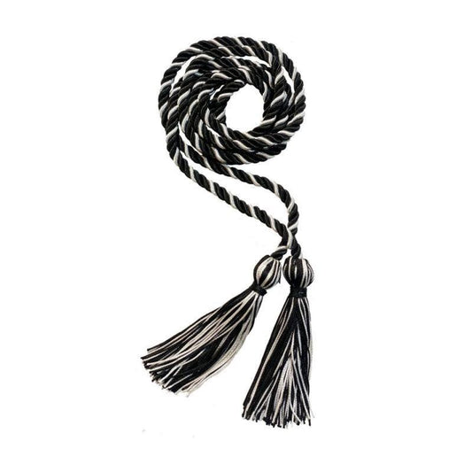 Black and White Intertwined Elementary Honor Cord - Graduation Cap&Gown