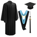 10 Deluxe Black Bachelors Graduation Cap, Gown & Hood Package - Graduation Cap&Gown