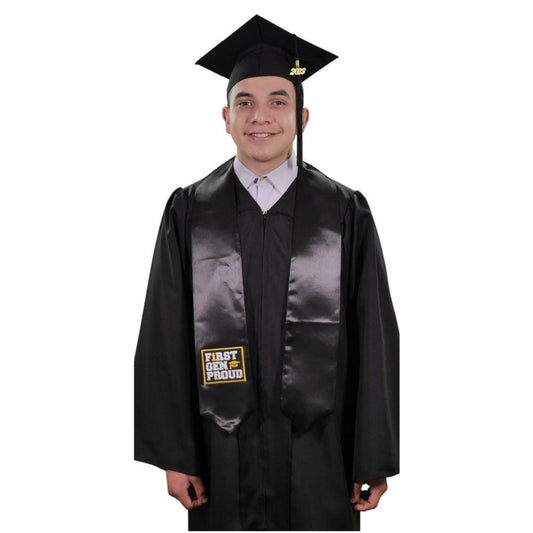 Black First Gen Proud Graduation Stole - Graduation Cap&Gown