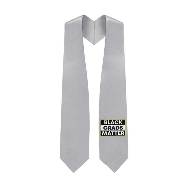 Silver BLACK GRADS MATTER Graduation Stole - Graduation Cap&Gown