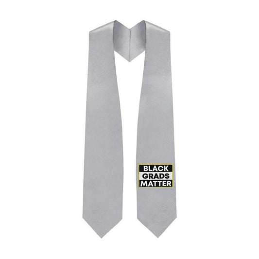 Silver BLACK GRADS MATTER Graduation Stole - Graduation Cap&Gown