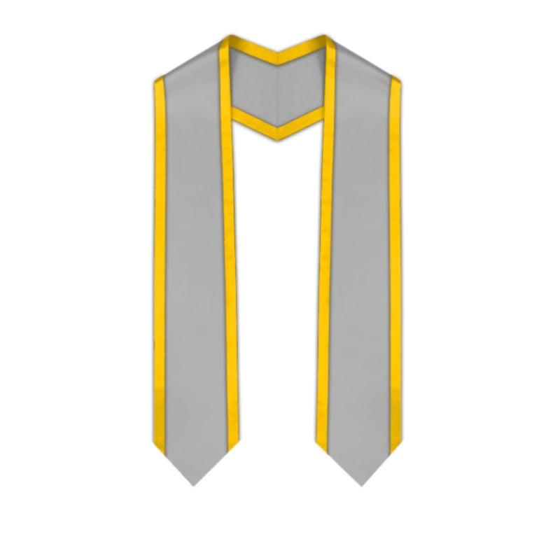 Silver Pointed Graduation Stole with Gold Trim - Graduation Cap&Gown