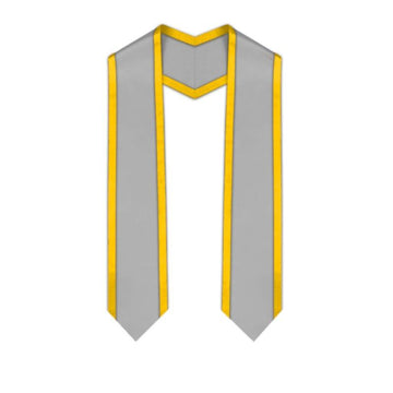 Silver Pointed Graduation Stole with Gold Trim - Graduation Cap&Gown
