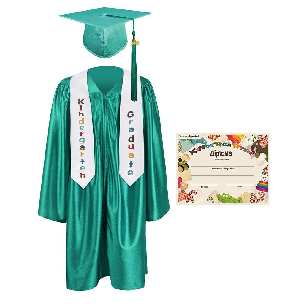 2025 Children's Graduation Gown and Cap Uniform Set with Shawl & Award - Graduation Cap&Gown