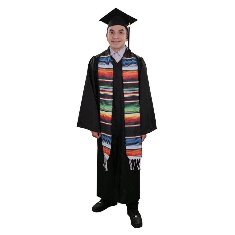 Black Mexican Serape Graduation Stole/Sash - Graduation Cap&Gown
