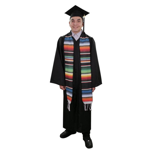 Black Mexican Serape Graduation Stole/Sash - Graduation Cap&Gown