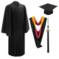 10 Deluxe Black Bachelors Graduation Cap, Gown & Hood Package - Graduation Cap&Gown